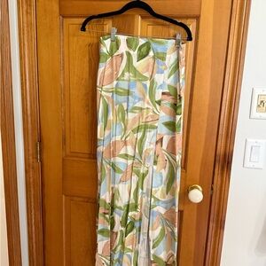 Tropical Leaf Print Maxi Skirt